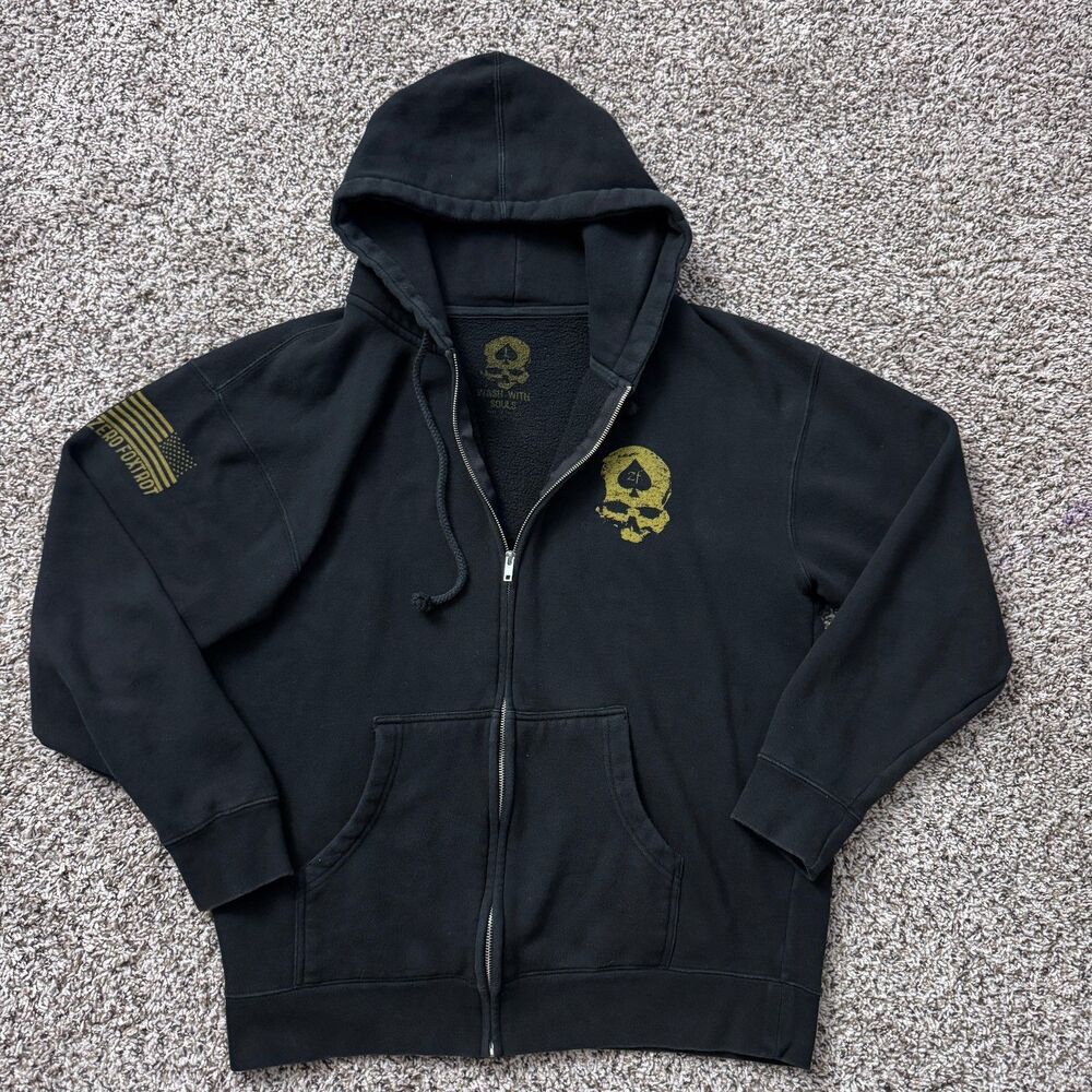 Zero Foxtrot Hoodie Mens Large Black Fleece Full Zip Get Some Certified Stacker - Picture 2 of 10